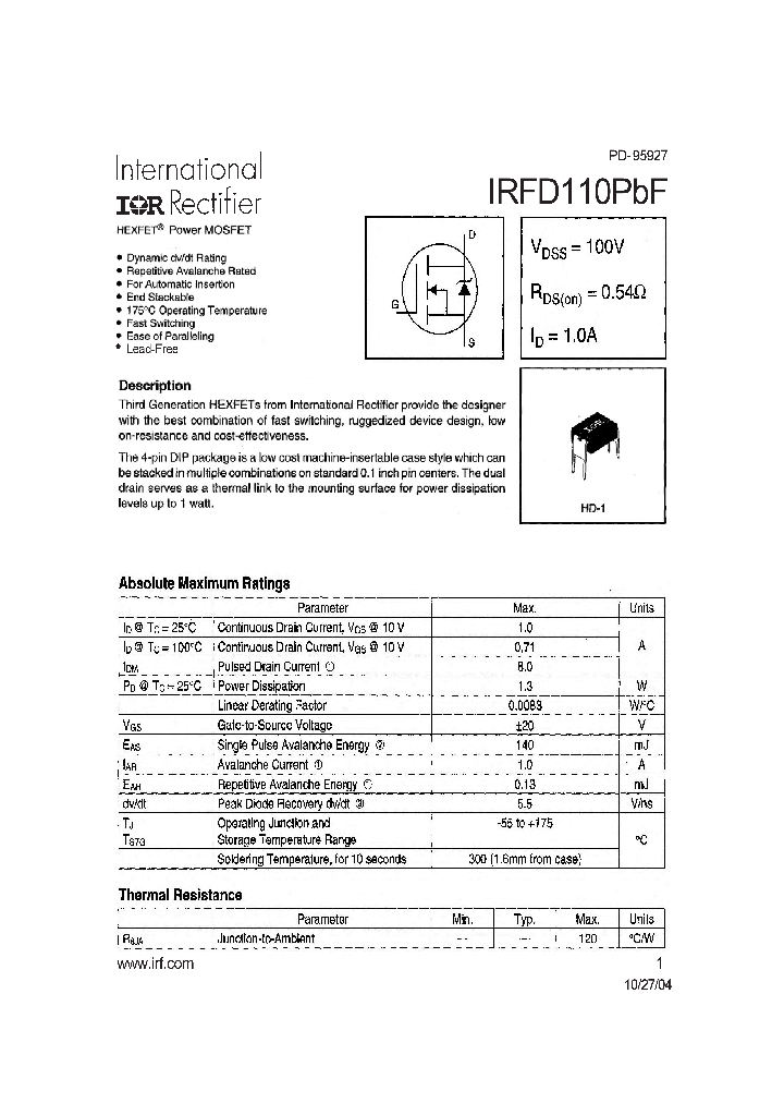 IRFD110PBF_709437.PDF Datasheet