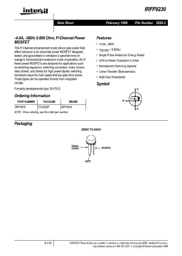 IRFF9230_772707.PDF Datasheet