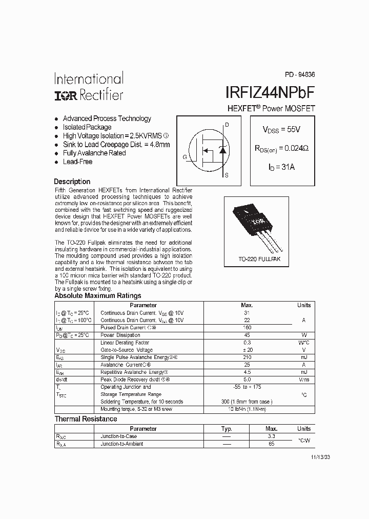 IRFIZ44NPBF_828132.PDF Datasheet