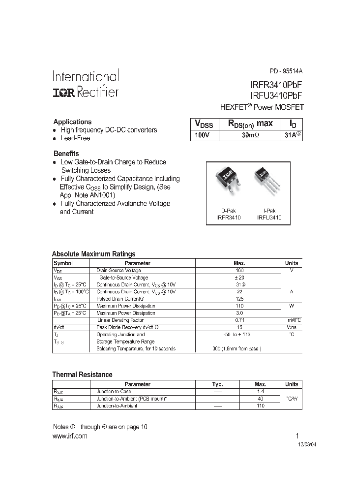 IRFR3410PBF_709406.PDF Datasheet