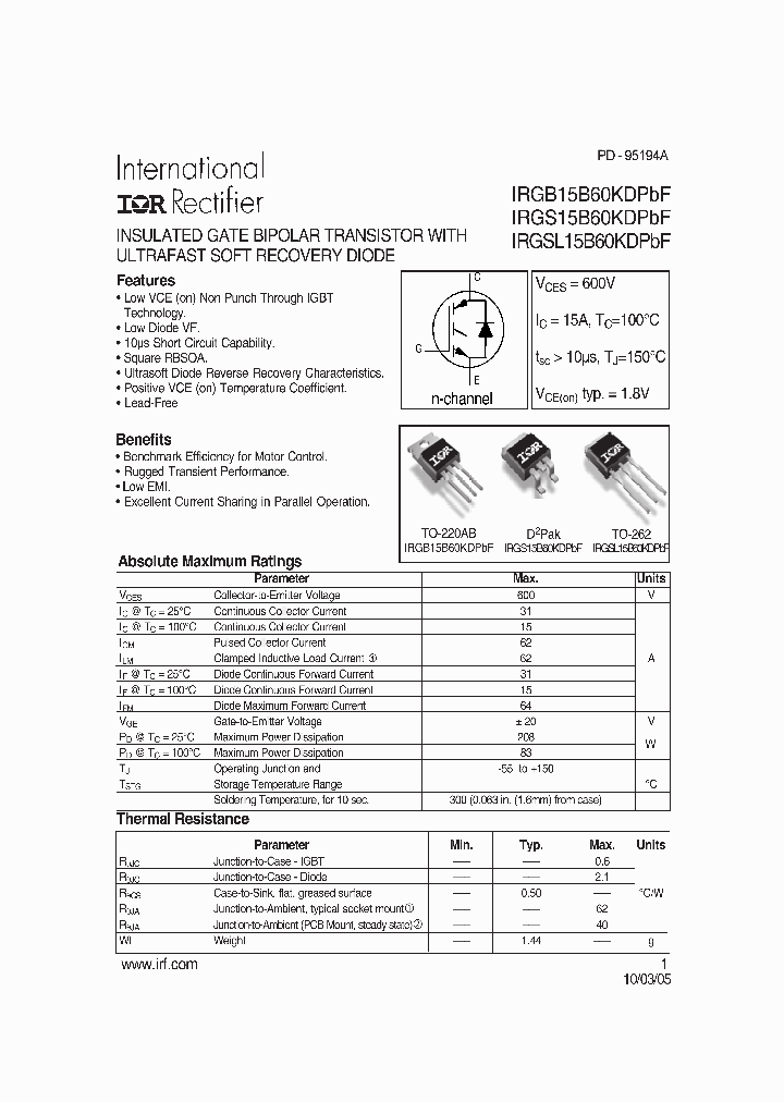 IRGS15B60KDPBF_709373.PDF Datasheet