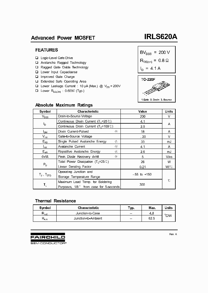 IRLS620A_692263.PDF Datasheet