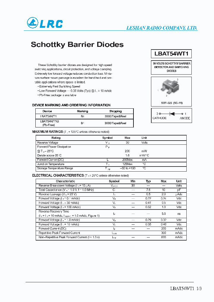 LBAT54WT1_956720.PDF Datasheet