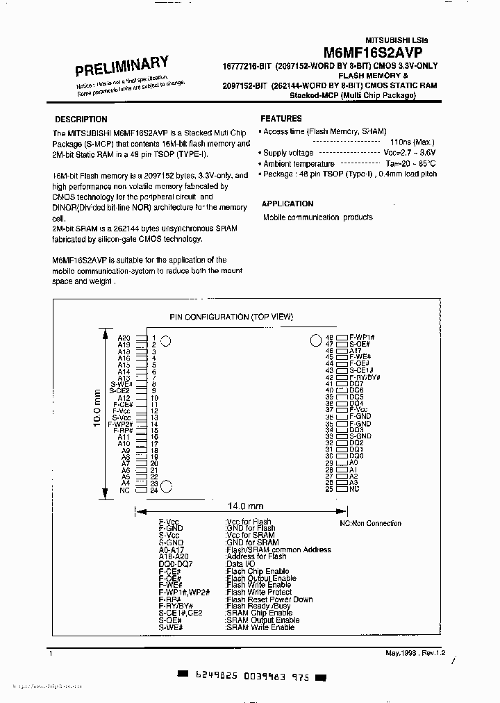 M6MF16S2AVP_827186.PDF Datasheet