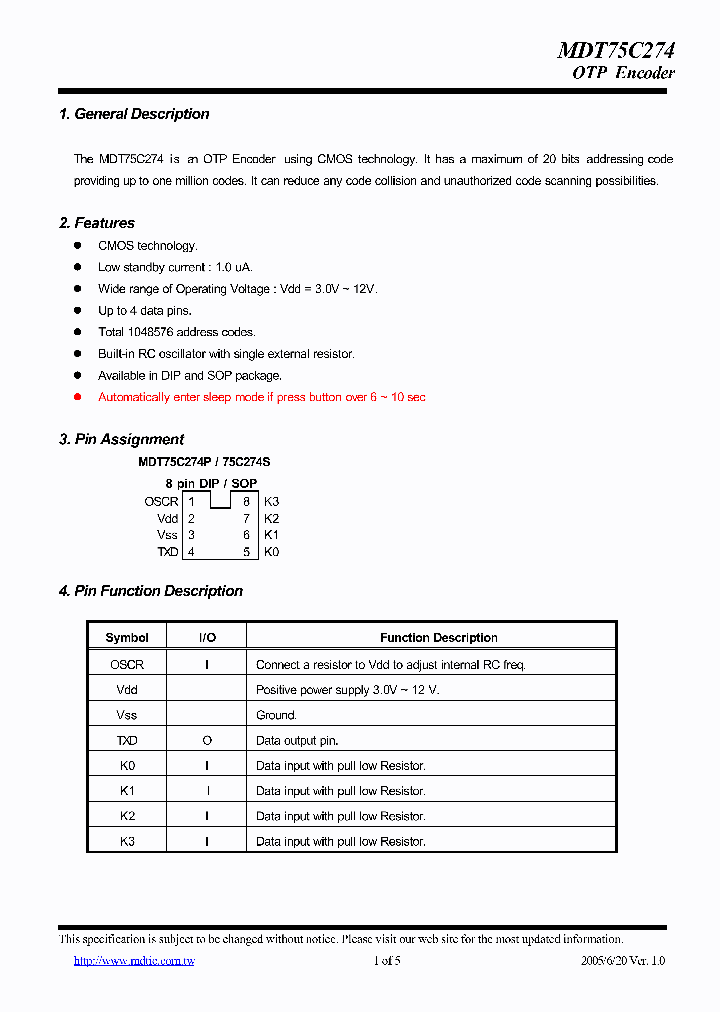 MDT75C274_732067.PDF Datasheet
