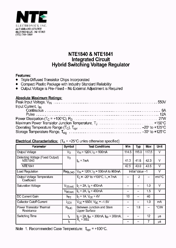 NTE1840_839397.PDF Datasheet
