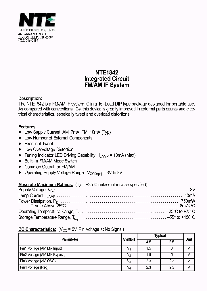 NTE1842_839399.PDF Datasheet