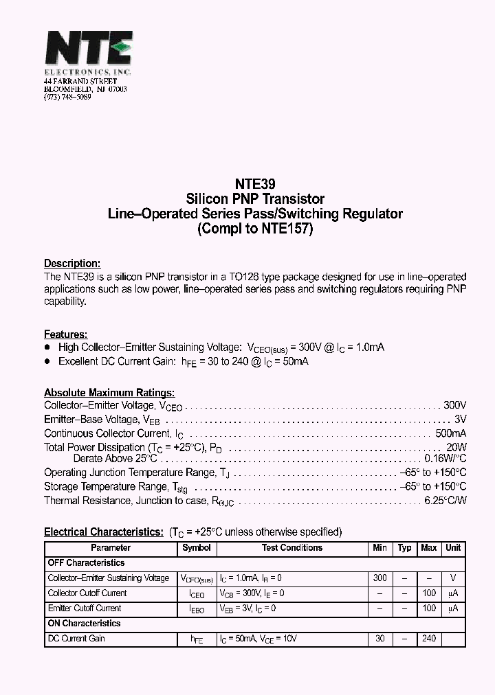 NTE39_1012623.PDF Datasheet