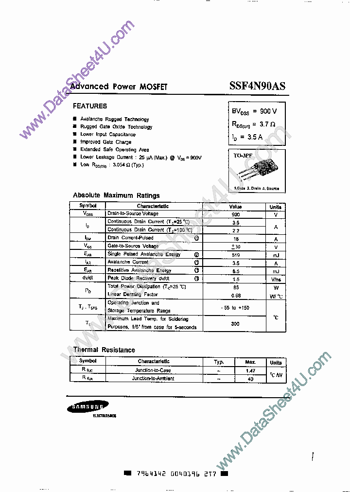 SSF4N90AS_792366.PDF Datasheet