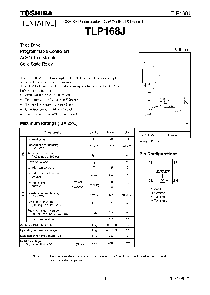 TLP168J_953060.PDF Datasheet