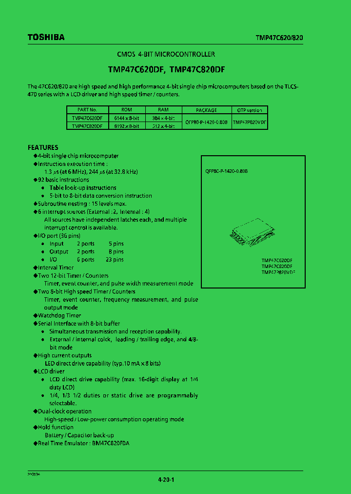 TMP47C620DFTMP47C820DF_951371.PDF Datasheet