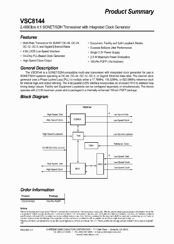 VSC8144_1018797.PDF Datasheet