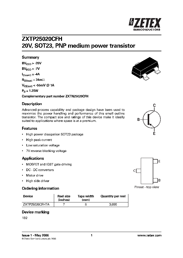 ZXTP25020CFHTA_950305.PDF Datasheet