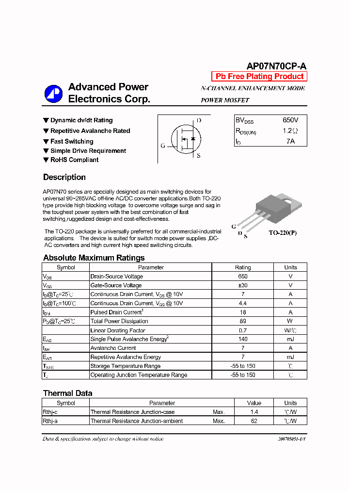 AP07N70CP-A_1051614.PDF Datasheet