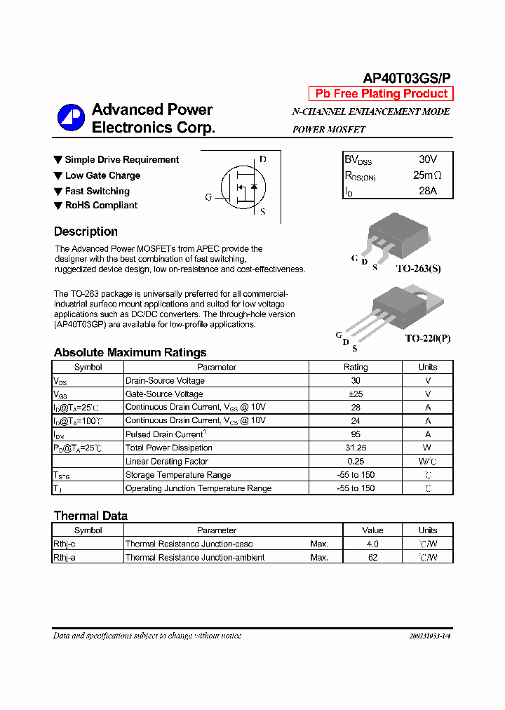 AP40T03GP_1168545.PDF Datasheet