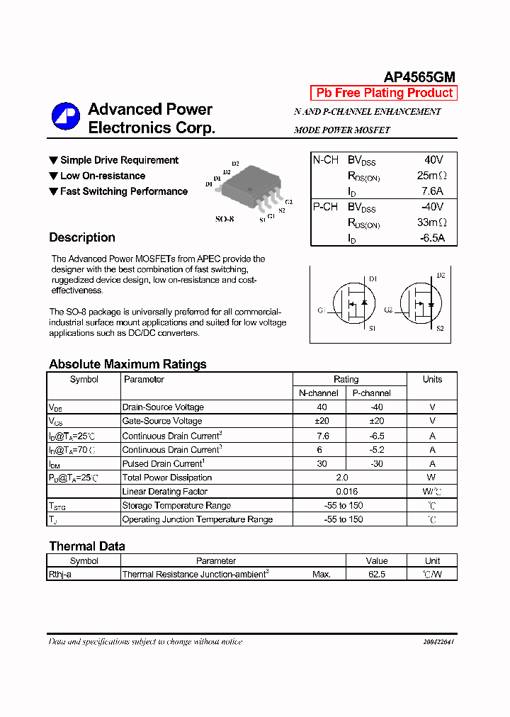 AP4565GM_1168566.PDF Datasheet