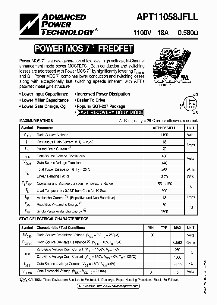 APT11058JFLL_1080660.PDF Datasheet