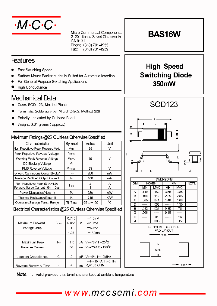 BAS16W_1128108.PDF Datasheet