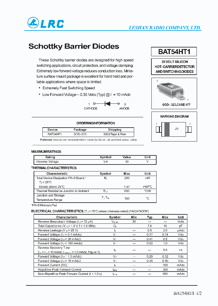 BAT54HT1_1217384.PDF Datasheet