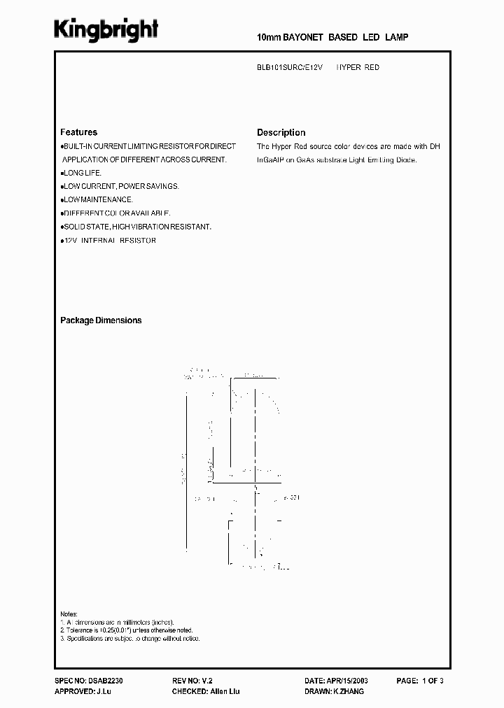 BLB101SURCE12V_1219628.PDF Datasheet