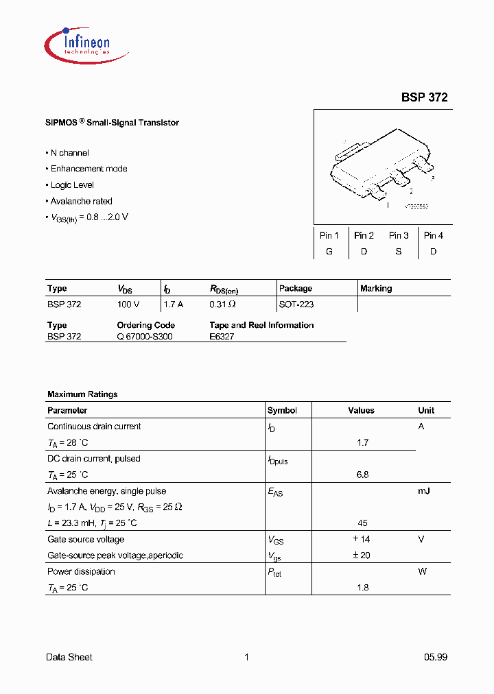 BSP372_1220744.PDF Datasheet