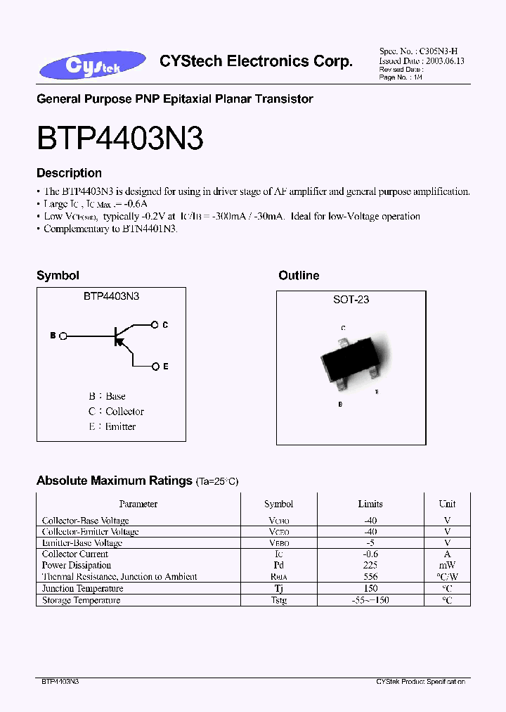 BTP4403N3_1221358.PDF Datasheet