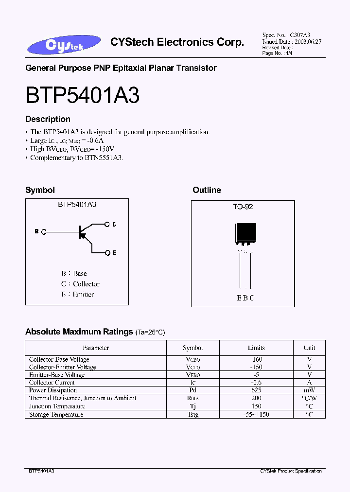 BTP5401A3_1221362.PDF Datasheet