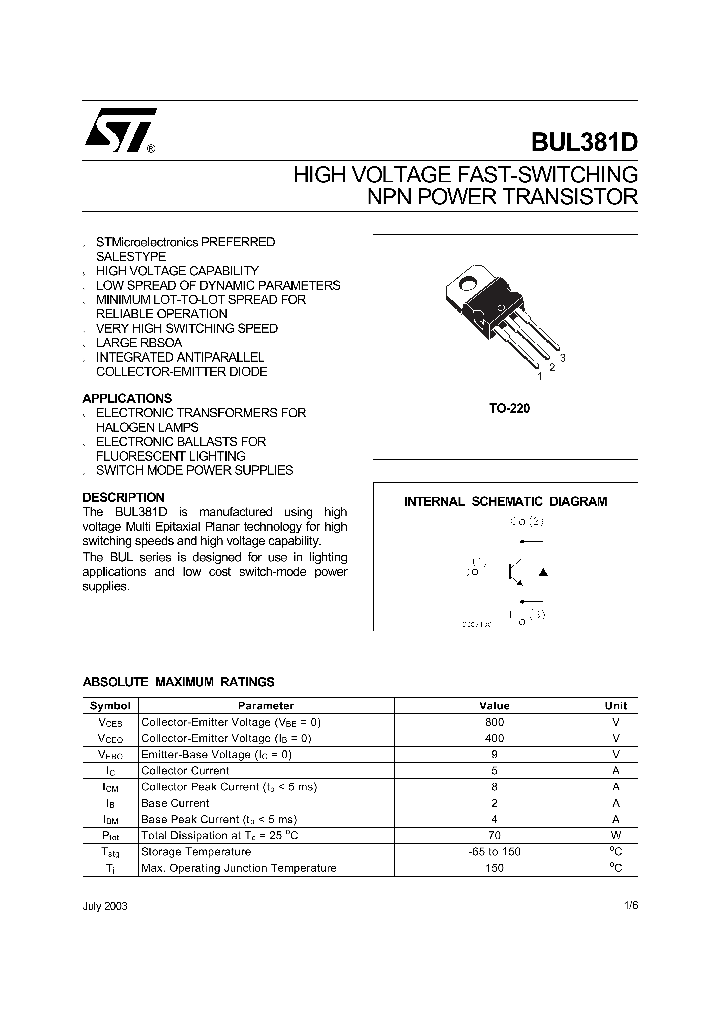 BUL381D03_1222126.PDF Datasheet