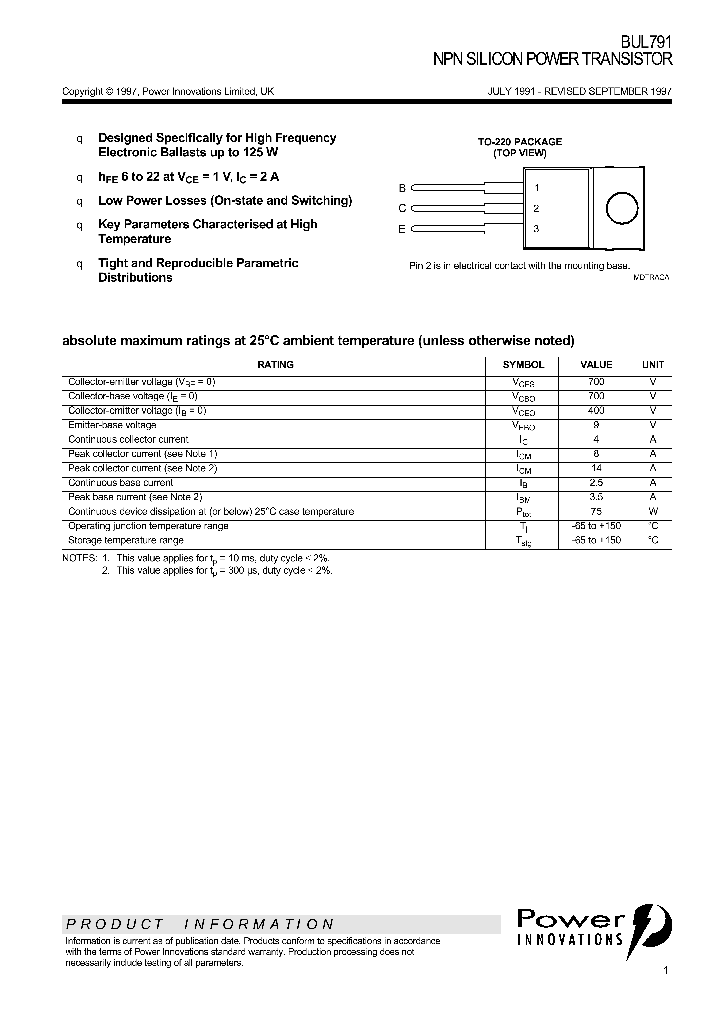 BUL791_1222186.PDF Datasheet