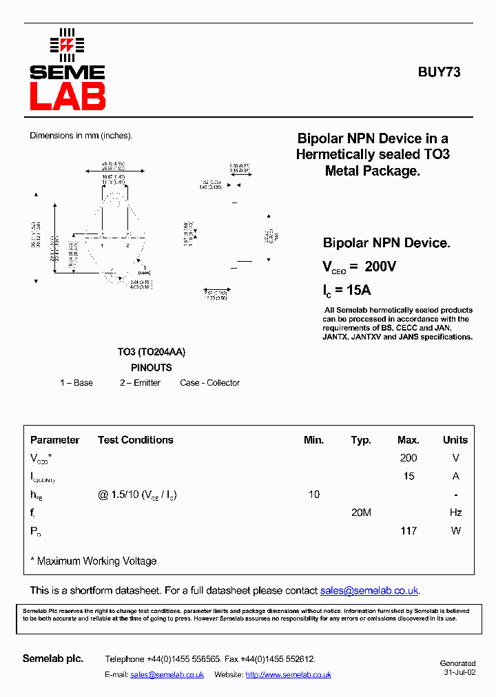 BUY73_1222373.PDF Datasheet