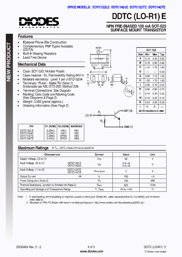 DDTC122TE_693428.PDF Datasheet