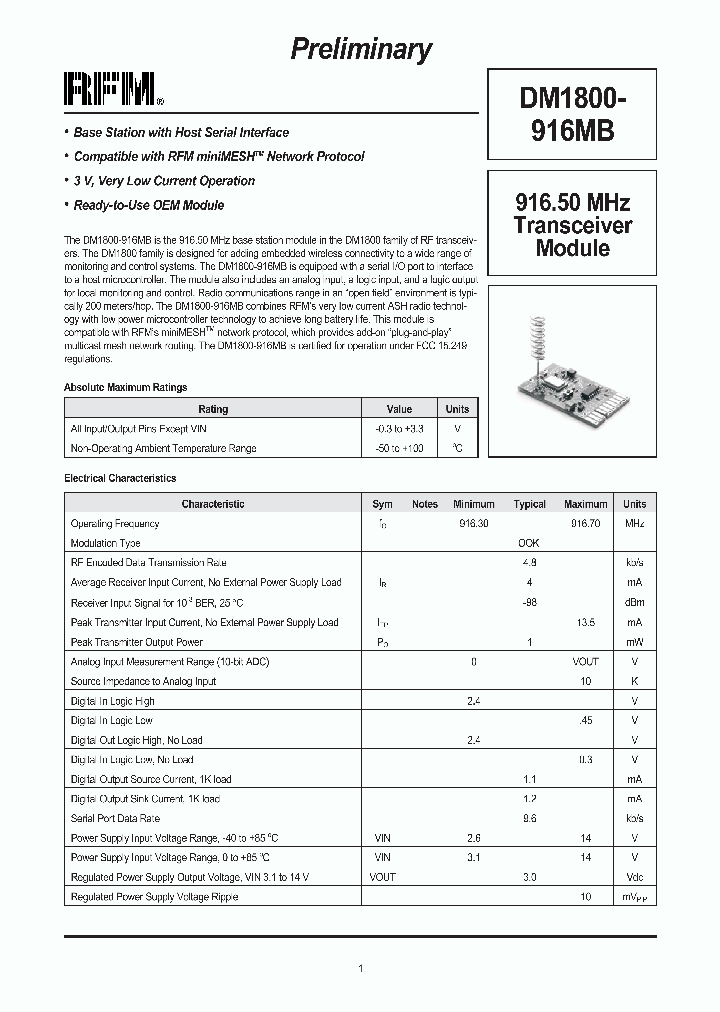 DM1800-916MB_1232906.PDF Datasheet