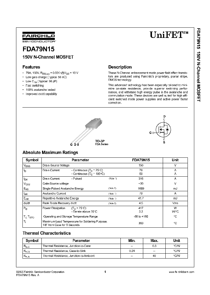 FDA79N15_1239196.PDF Datasheet