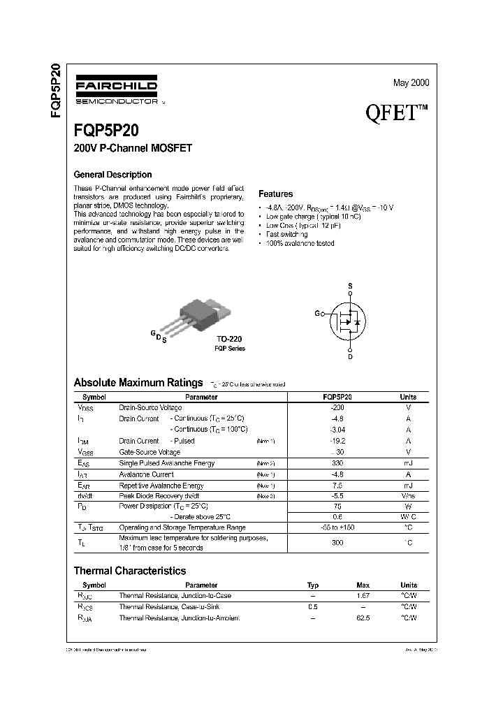 FQP5P20_1241760.PDF Datasheet