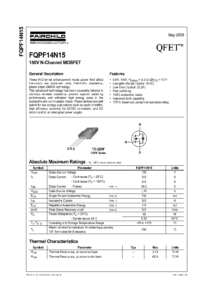 FQPF14N15_1241811.PDF Datasheet