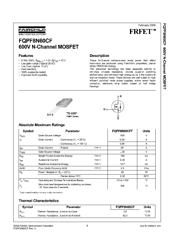 FQPF8N60CFT_1241923.PDF Datasheet