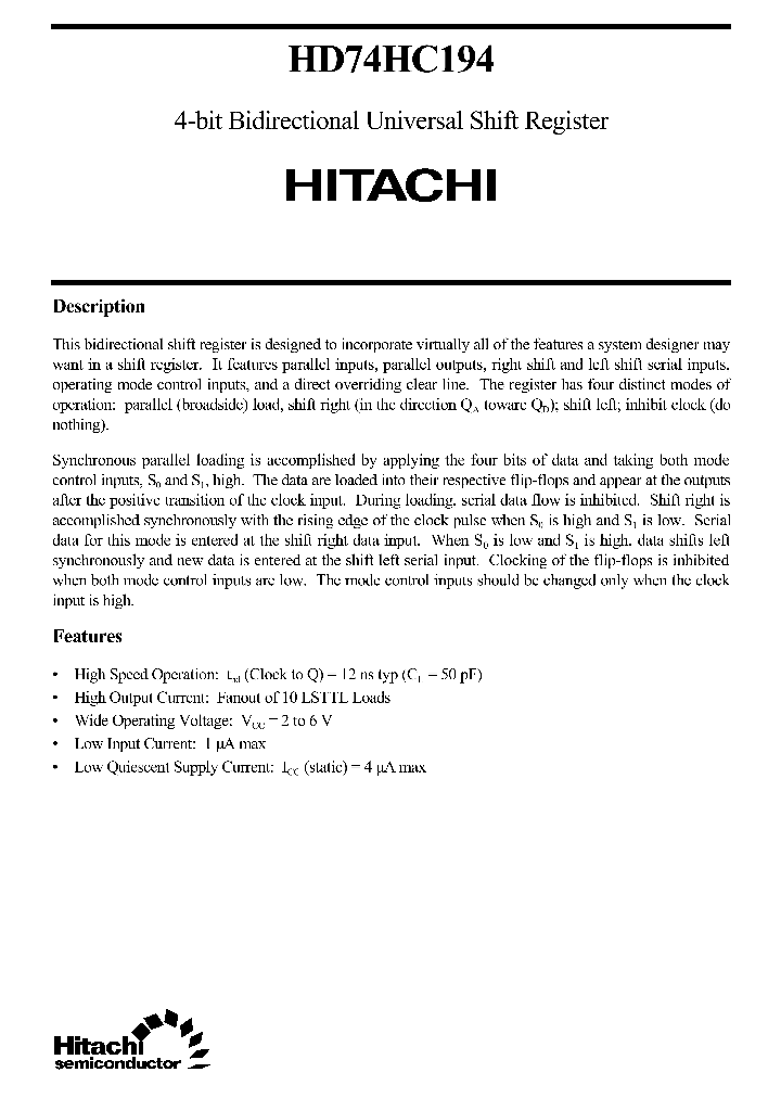 HD74HC194_1181732.PDF Datasheet