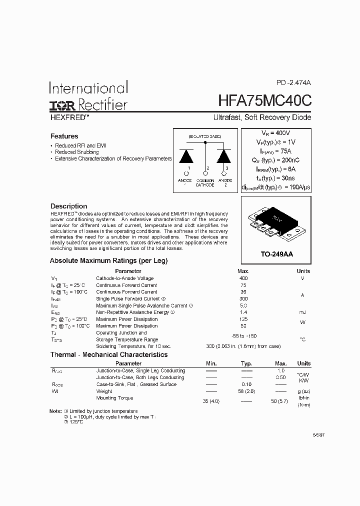 HFA75MC40C_1249284.PDF Datasheet