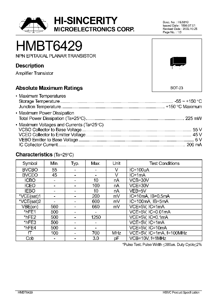 HMBT6429_1250486.PDF Datasheet