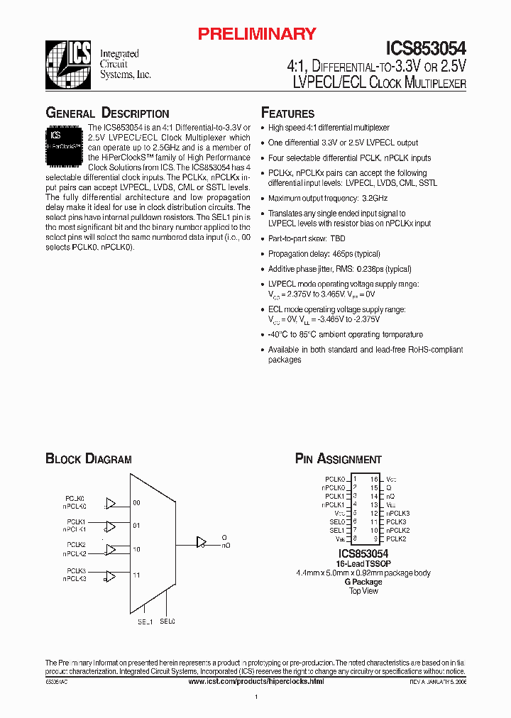 ICS853054AGT_1253103.PDF Datasheet