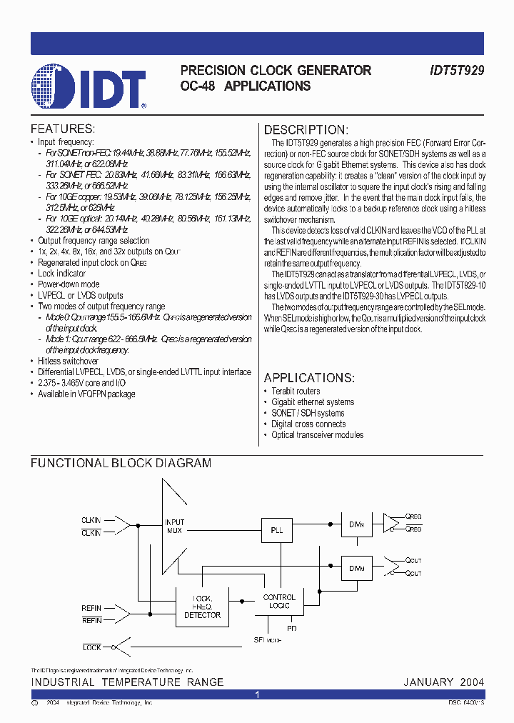 IDT5T929-30NLI_1253669.PDF Datasheet