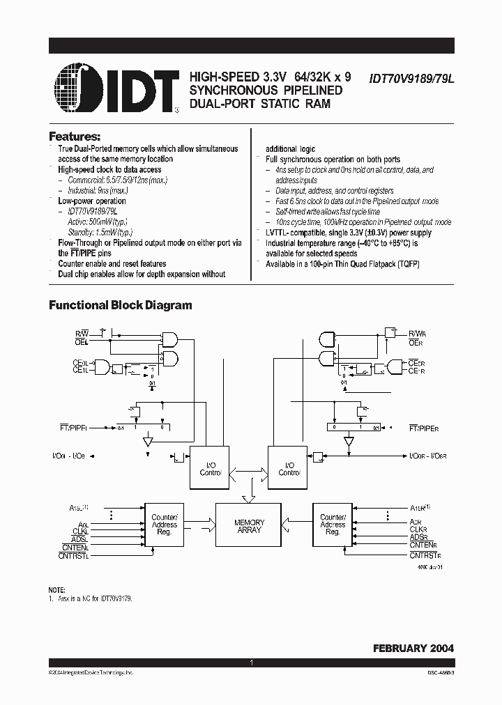 IDT70V9189L9PFI_1253784.PDF Datasheet