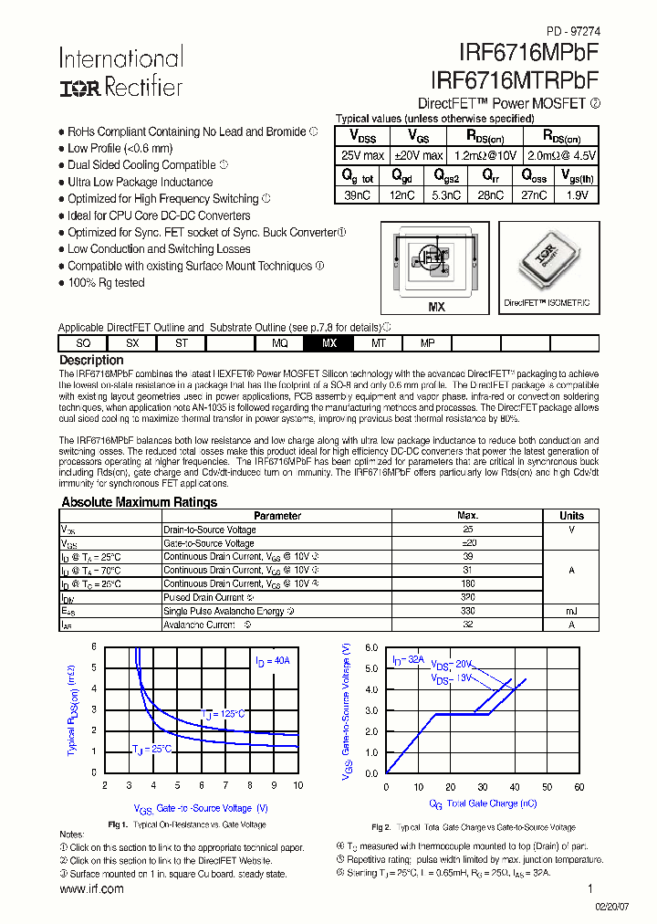 IRF6716MTRPBF_1255533.PDF Datasheet