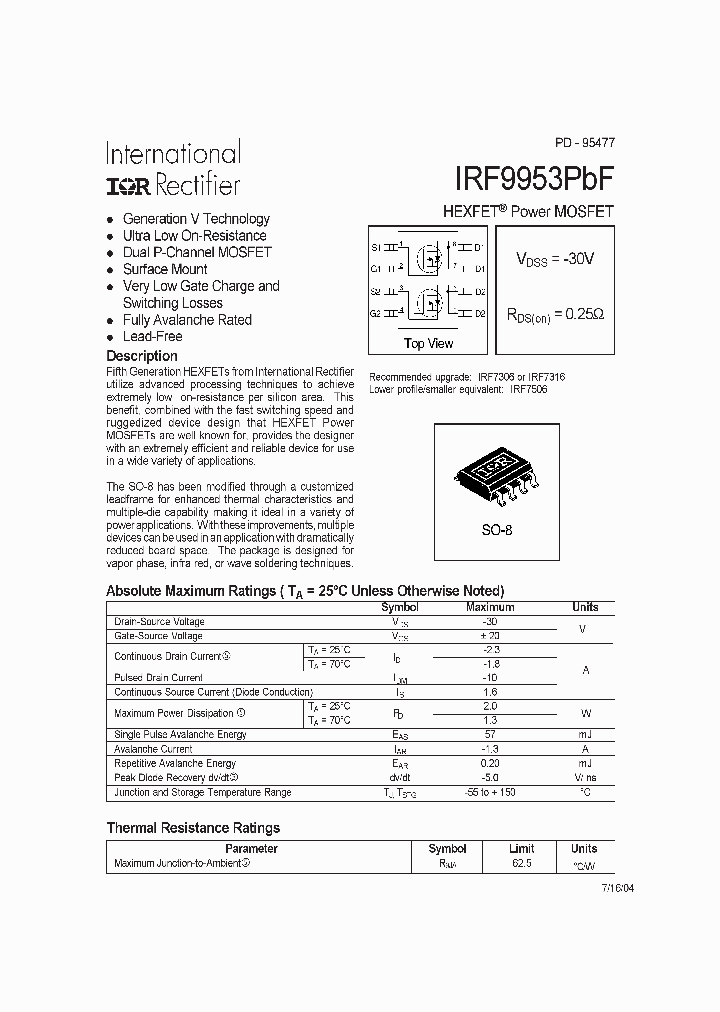 IRF9953PBF_1153090.PDF Datasheet