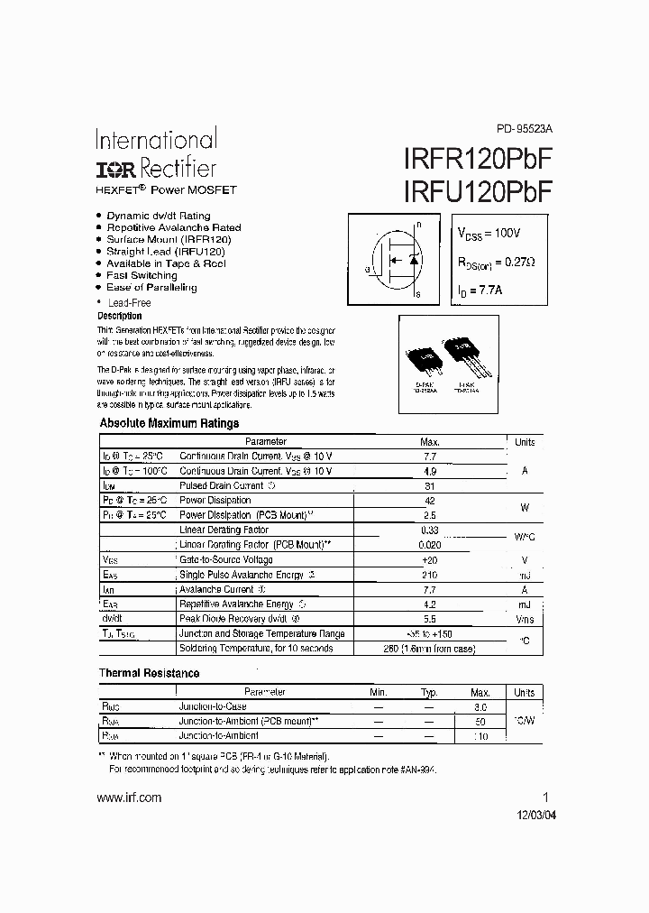 IRFR120PBF_1149807.PDF Datasheet