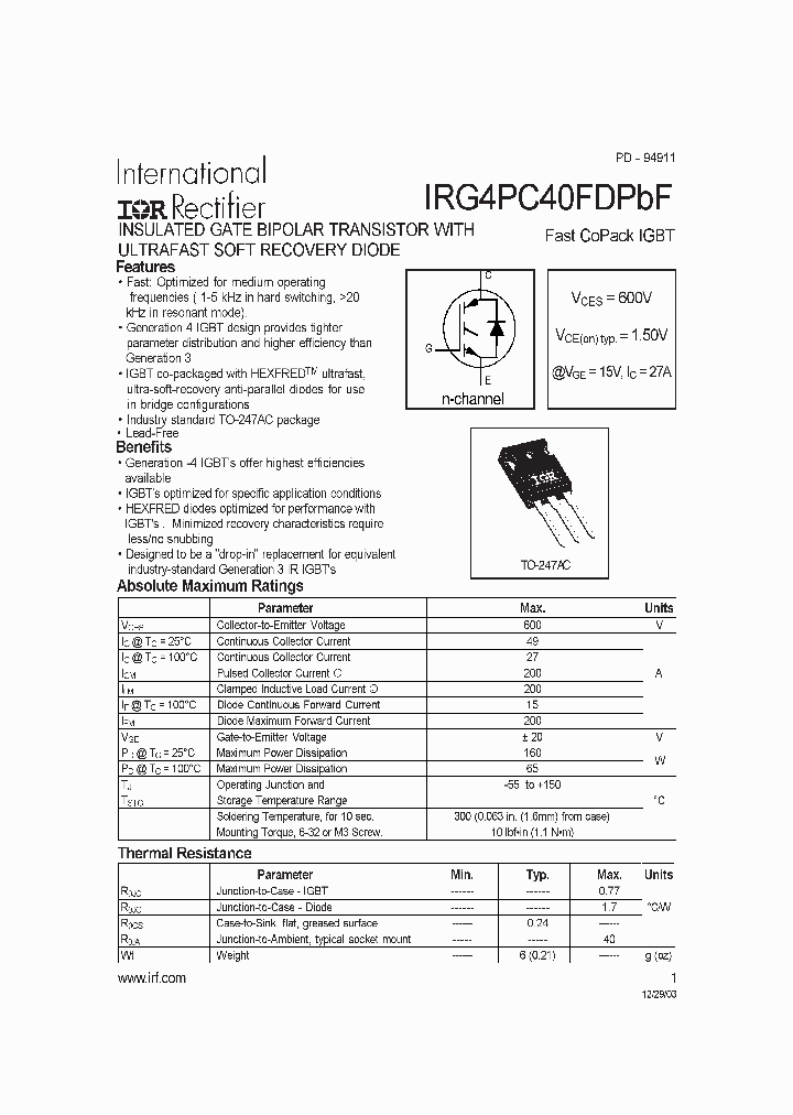 IRG4PC40FDPBF_1109516.PDF Datasheet