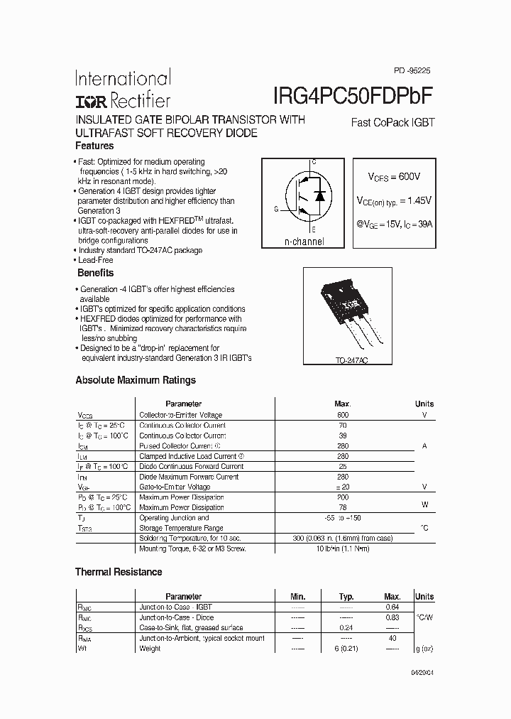 IRG4PC50FDPBF_1182992.PDF Datasheet