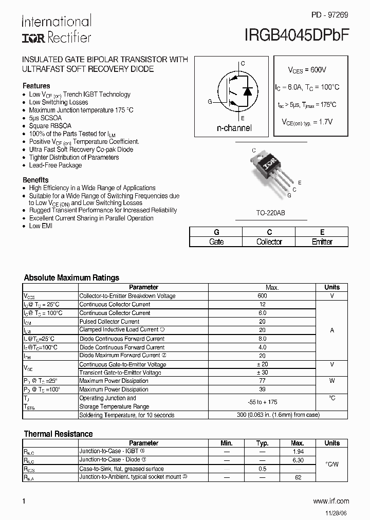 IRGB4045DPBF_1256413.PDF Datasheet