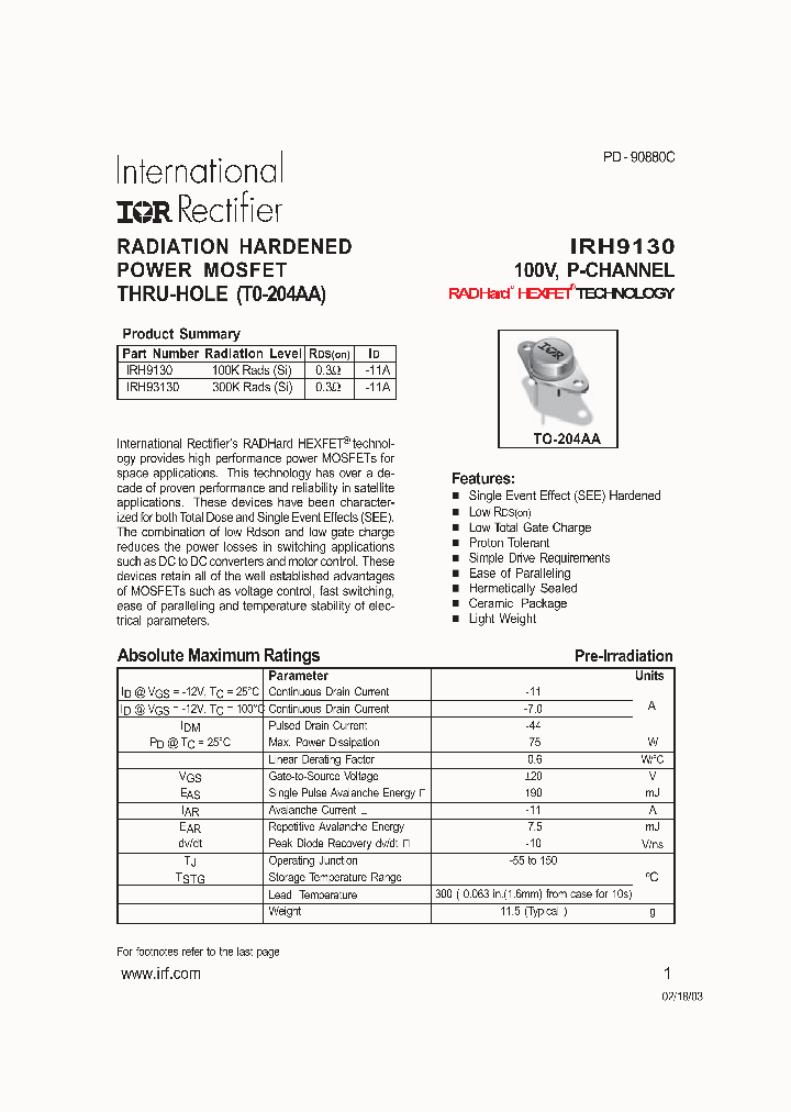 IRH93130_1256545.PDF Datasheet