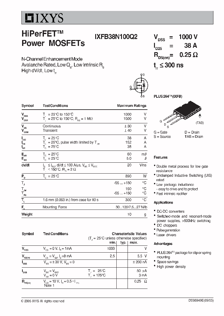 IXFB38N100Q2_1257963.PDF Datasheet